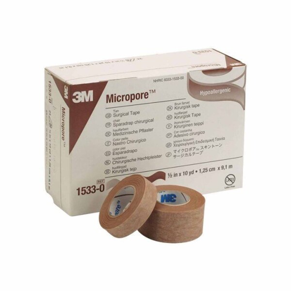 3M Micropore Medical Tape Tan 1/2 Inch X 10 Yard Paper NonSterile, 240PK 1533-0 - main